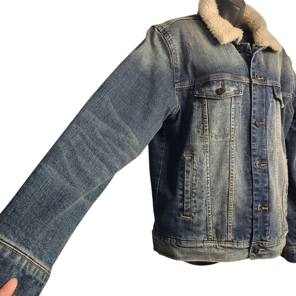 Goodfellow & Co Men's Classic Outdoor Blue Denim Sherpa Lined Jacket Size M - Picture 3 of 9